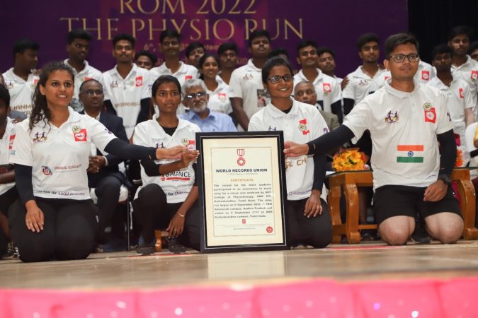 SRM Physiotherapy students receive ‘World Union Book of Records’ award