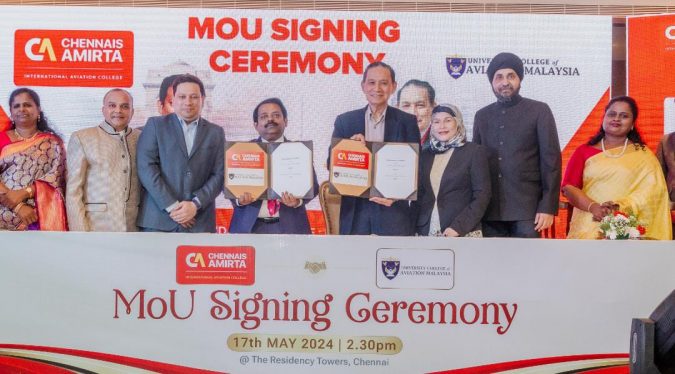 Chennais Amirta International Aviation College Signs MOU With University College of Aviation (UniCAM), Malaysia to Offer Study Abroad Program